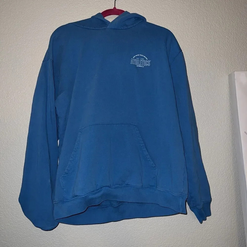 SPORTY & RICH WELLNESS CLUB HOODIE NAVY BLUE WHITE UNISEX ADULT MENS XL